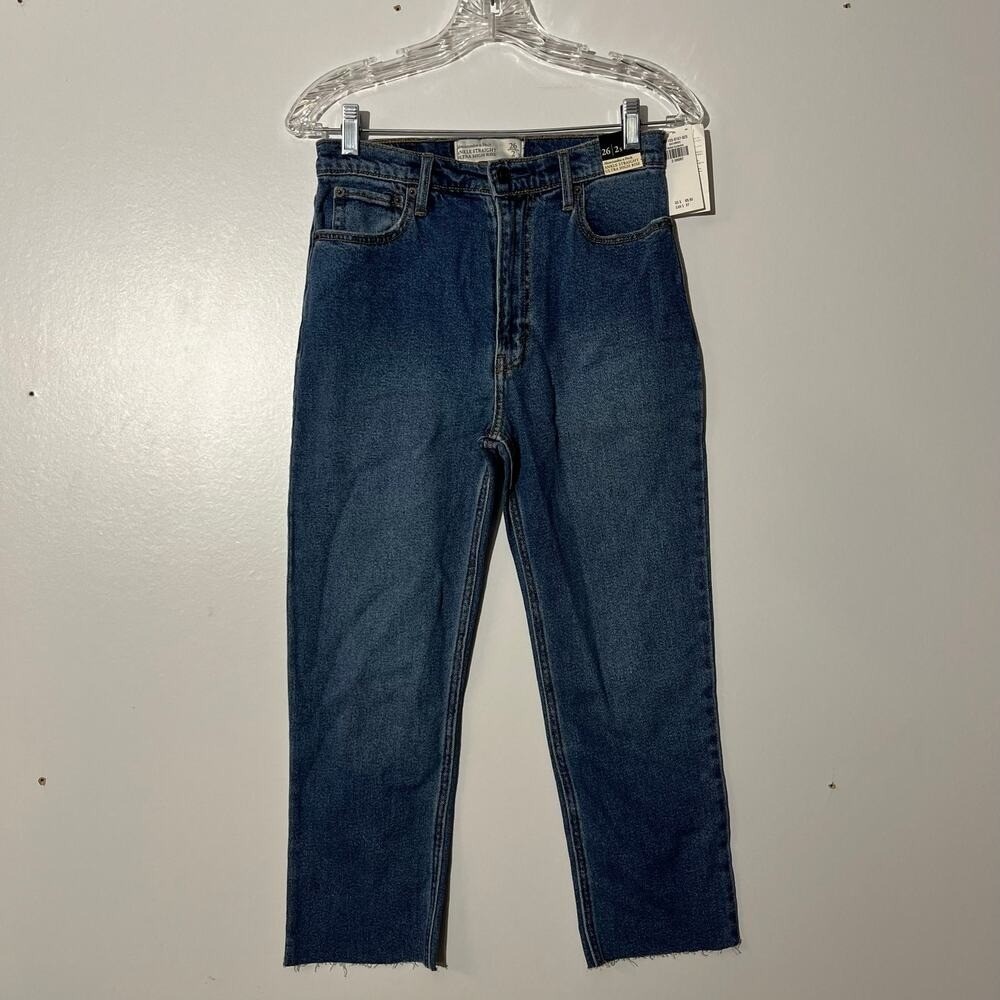 Abercrombie & Fitch Ankle Straight Ultra High‎ Rise Denim Jeans Blue 26/2S NWT